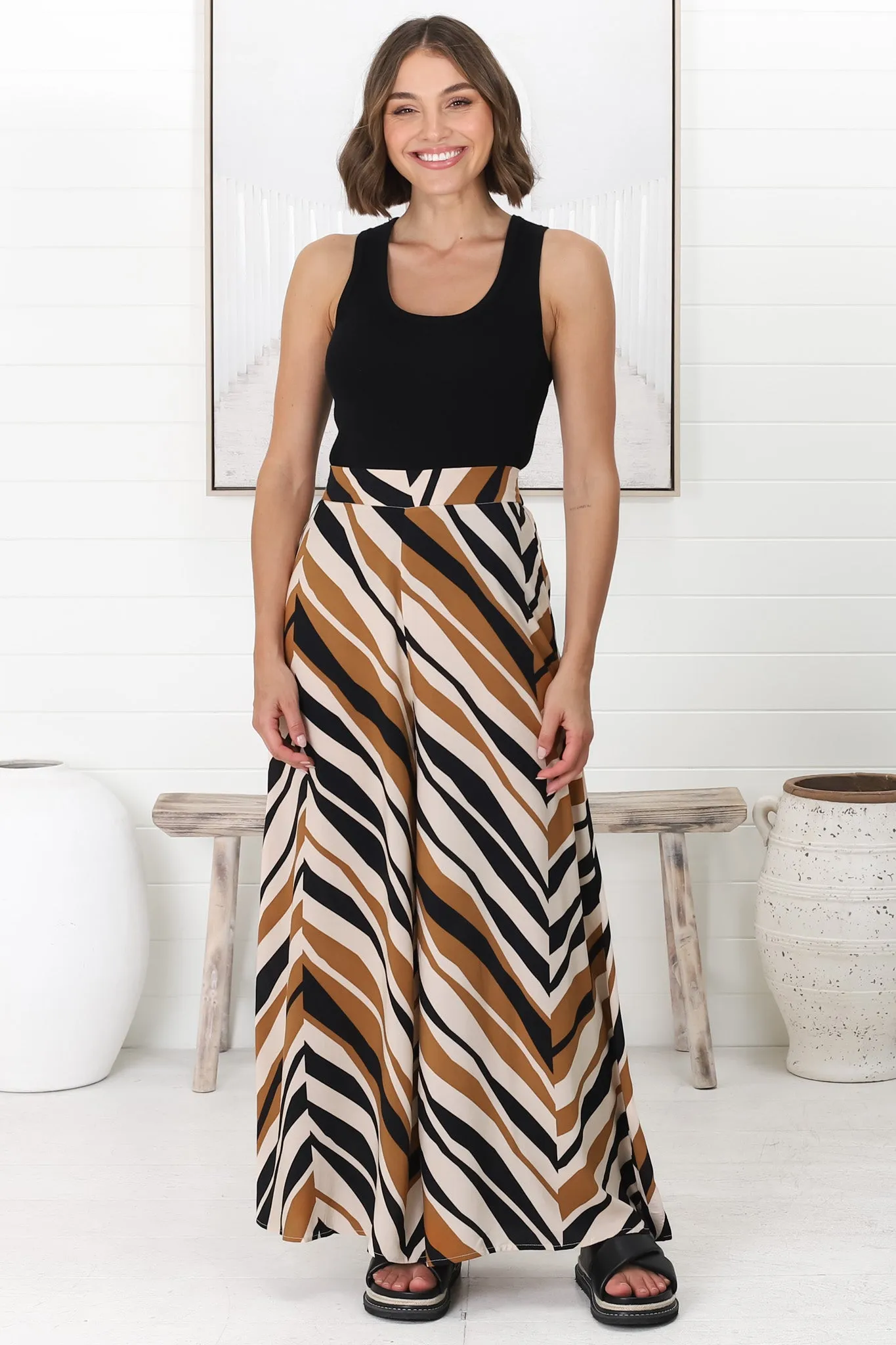 Ayden Pants - High Waist Wide Leg Pants in Raquel Print sold by Salty Crush product image thumbnail 5