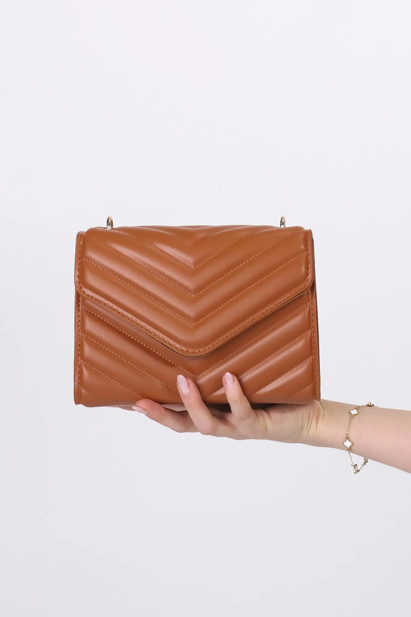 Rosie Chevron Quilted Bag - Brown sold by Salty Crush product image thumbnail 3