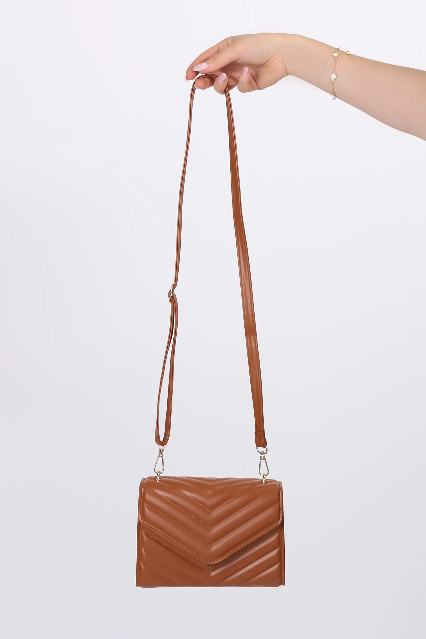 Rosie Chevron Quilted Bag - Brown sold by Salty Crush product image thumbnail 5
