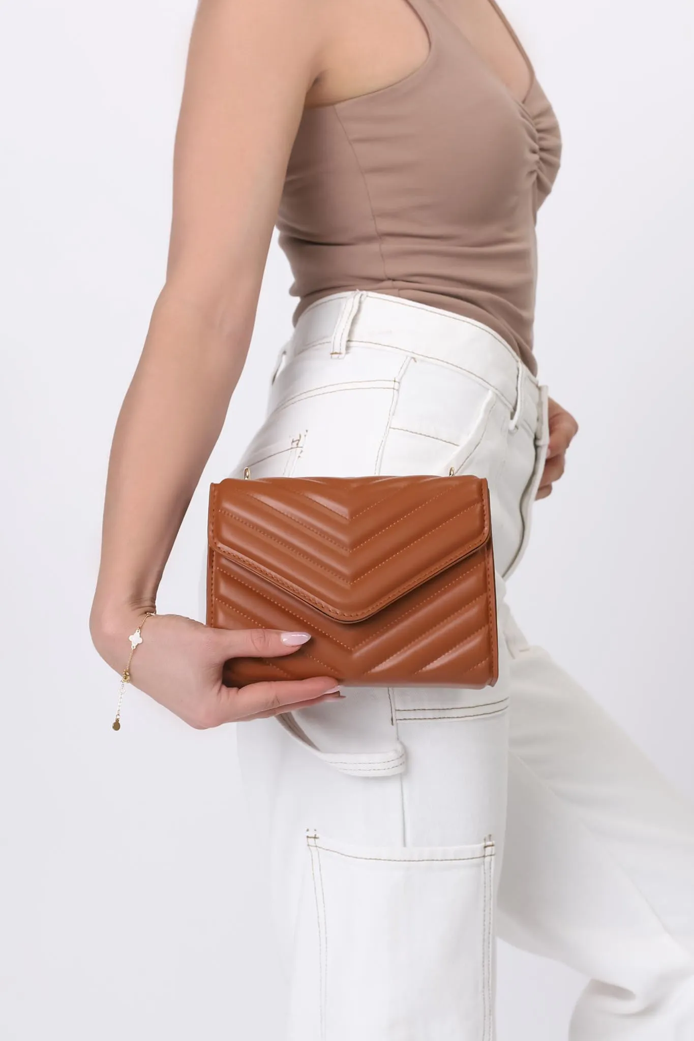Rosie Chevron Quilted Bag - Brown sold by Salty Crush product image thumbnail 2