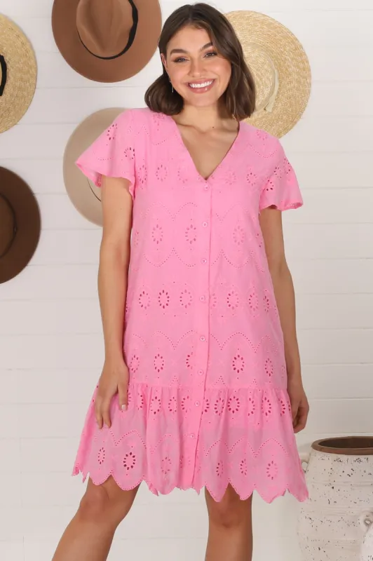 Edith Mini Dress - Pink sold by Salty Crush