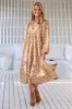JAASE - Boheme Midi Dress: Piping Defined Bust Slimline Smock Dress in Solara Print sold by Salty Crush