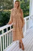 JAASE - Boheme Midi Dress: Piping Defined Bust Slimline Smock Dress in Solara Print sold by Salty Crush