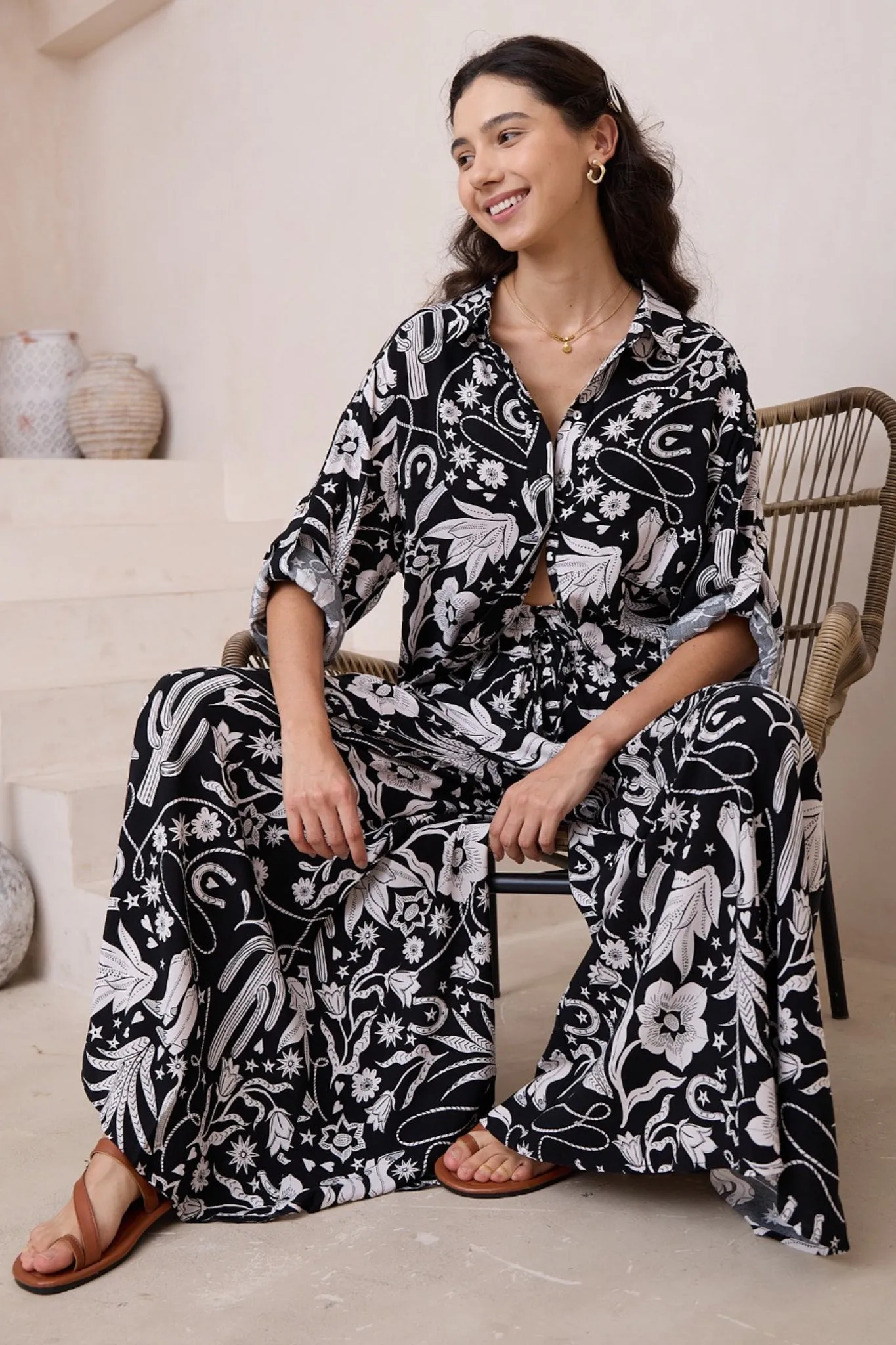 Billi Shirt - Long Sleeve Button Down in Wyoming Print sold by Salty Crush product image thumbnail 2