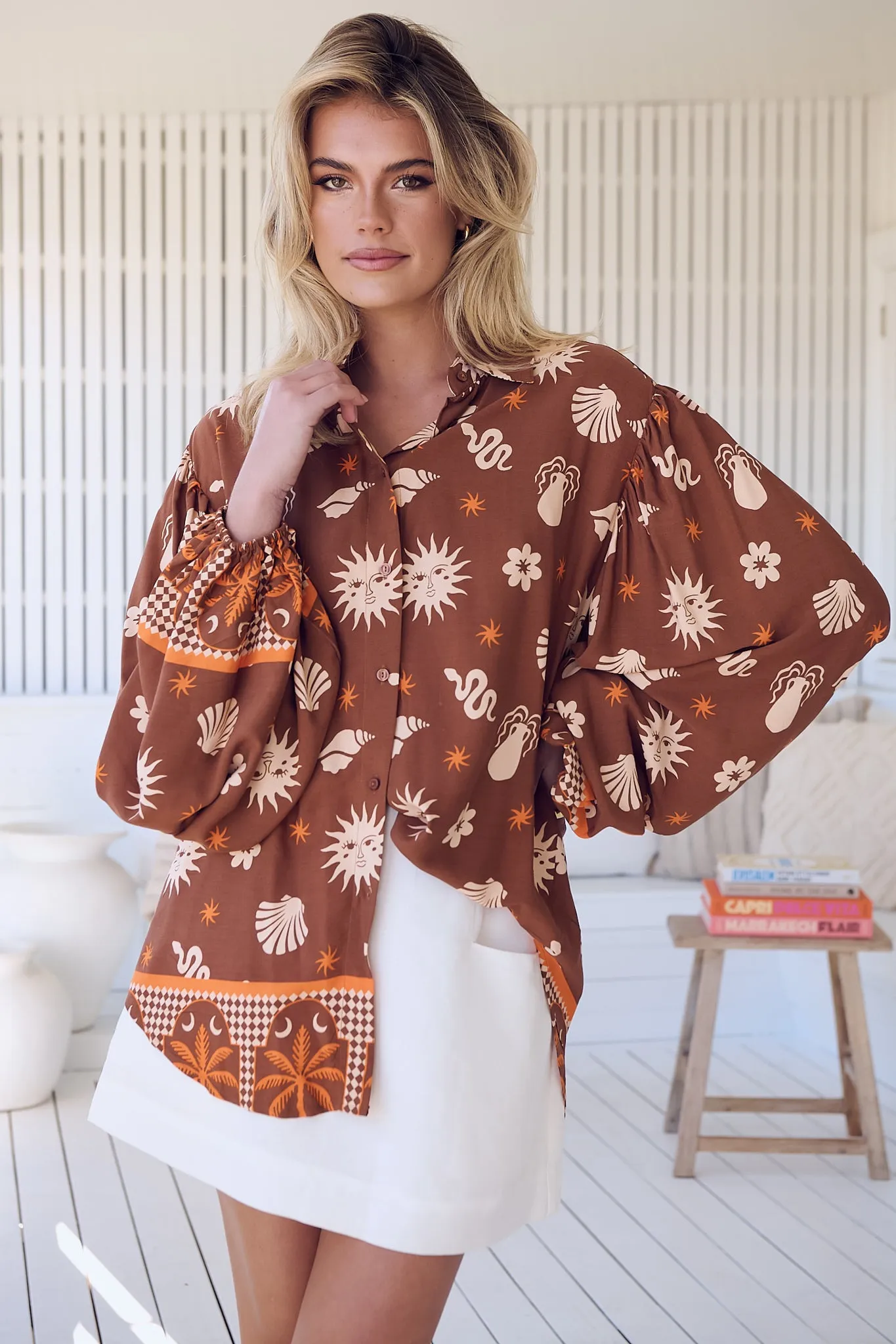 JAASE - Stevie Shirt: High-Low Button Down Shirt in De La Soul Print sold by Salty Crush product image thumbnail 4