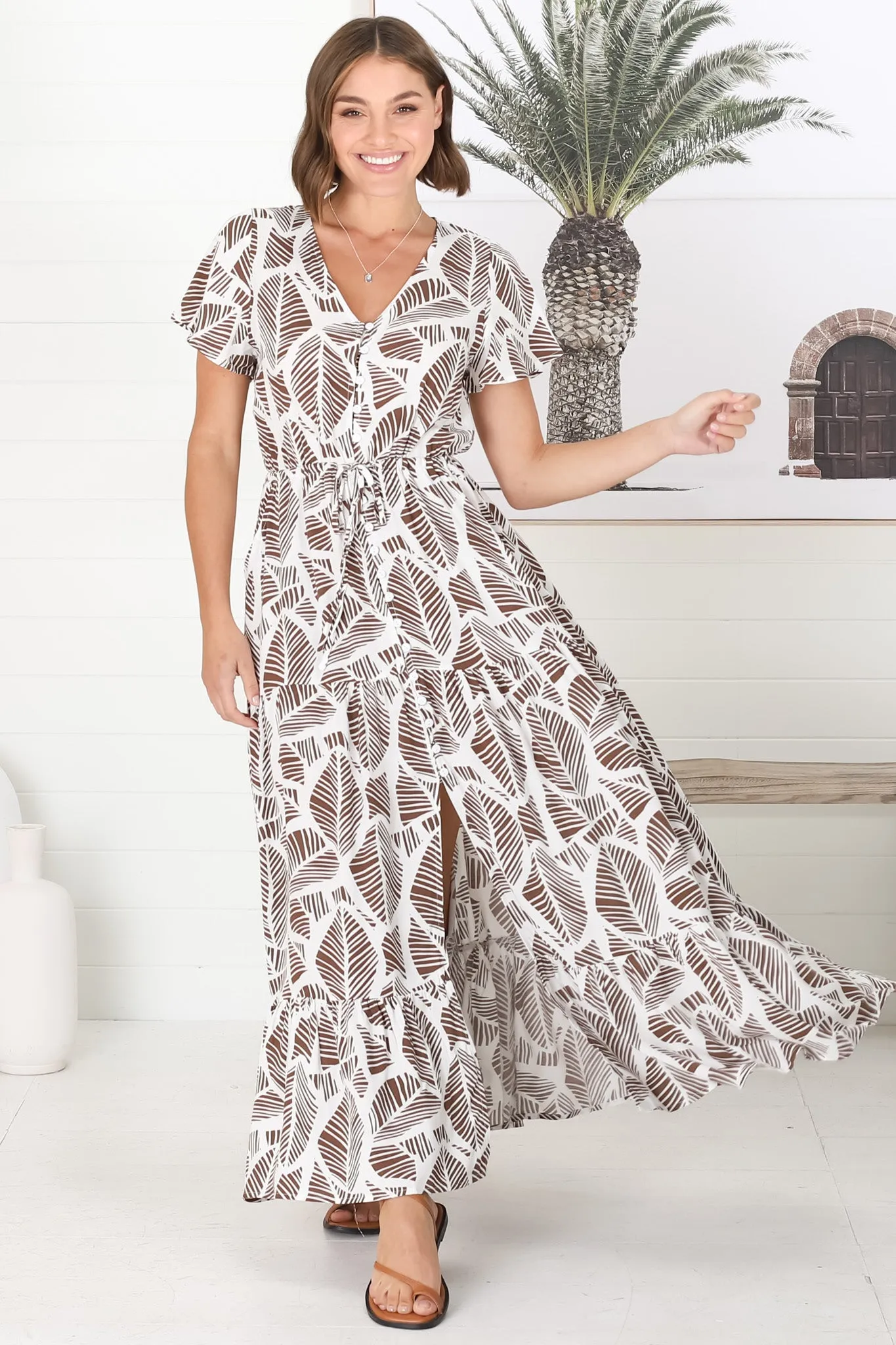 Havanah Maxi Dress - Button Through A Line Dress With Waist Tie In White sold by Salty Crush