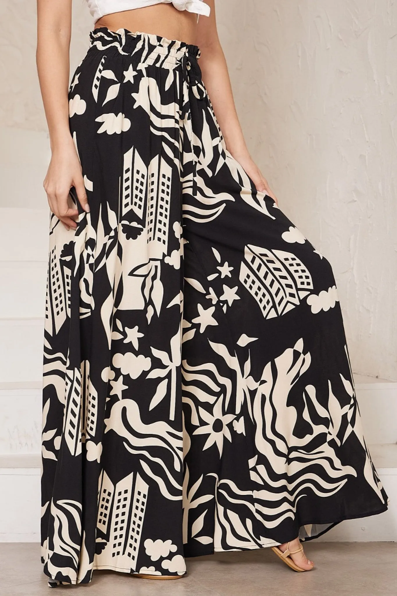 Charli Pants - Paper Bag High Waisted Wide Leg Pants in Salt Lake Print sold by Salty Crush product image thumbnail 3