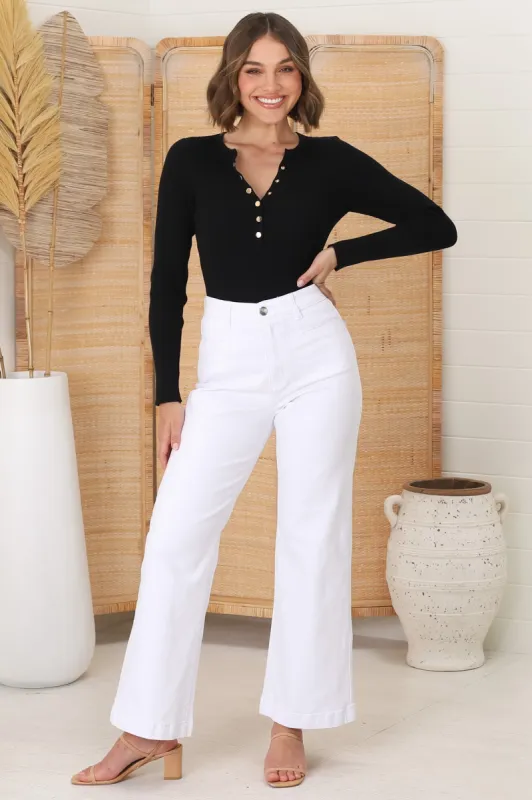 Payton High Waist Wide Leg Jeans in White sold by Salty Crush