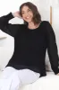 Kayt Blouse - Plisse Long Sleeve Top with High-Low Hemline in Black sold by Salty Crush