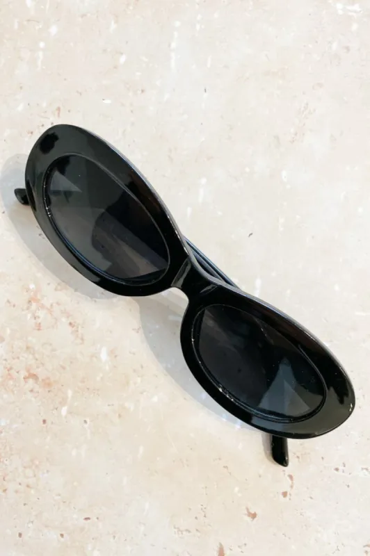 Ella Oval Sunglasses - Black sold by Salty Crush