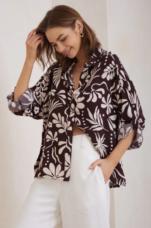 Billi Shirt - Long Sleeve Button Down in Hadi Print sold by Salty Crush
