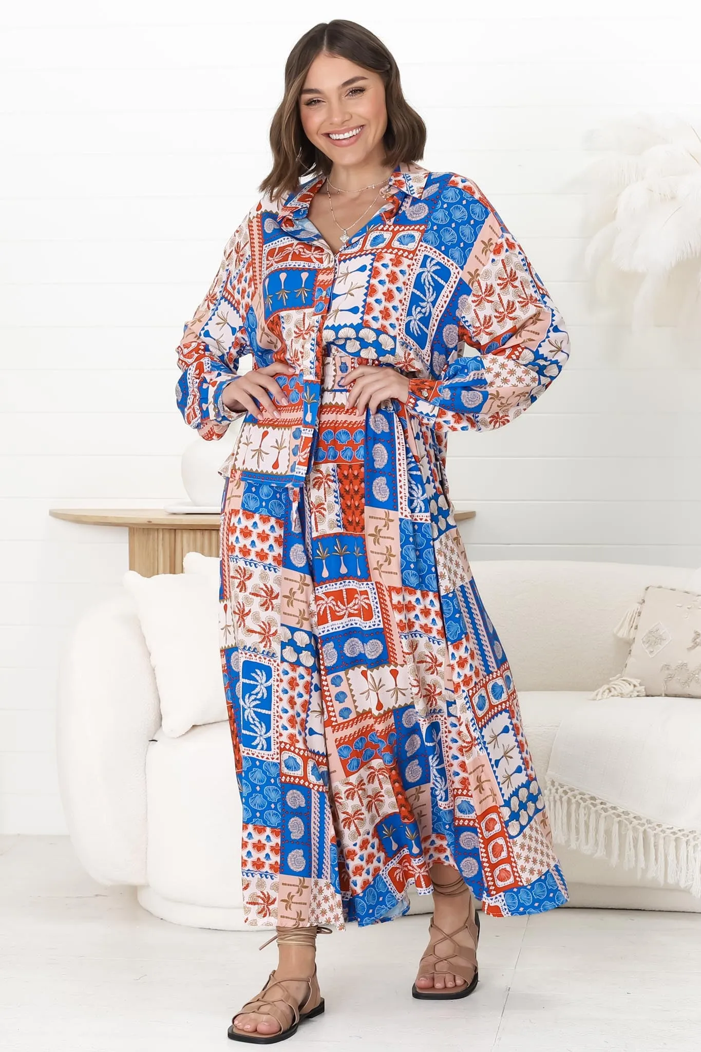 Mezza Pants - Paper Bag High Waisted Wide Leg Pant In Odara Print sold by Salty Crush product image thumbnail 4