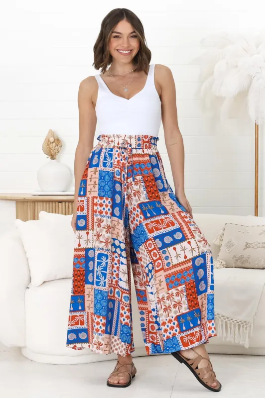 Mezza Pants - Paper Bag High Waisted Wide Leg Pant In Odara Print sold by Salty Crush