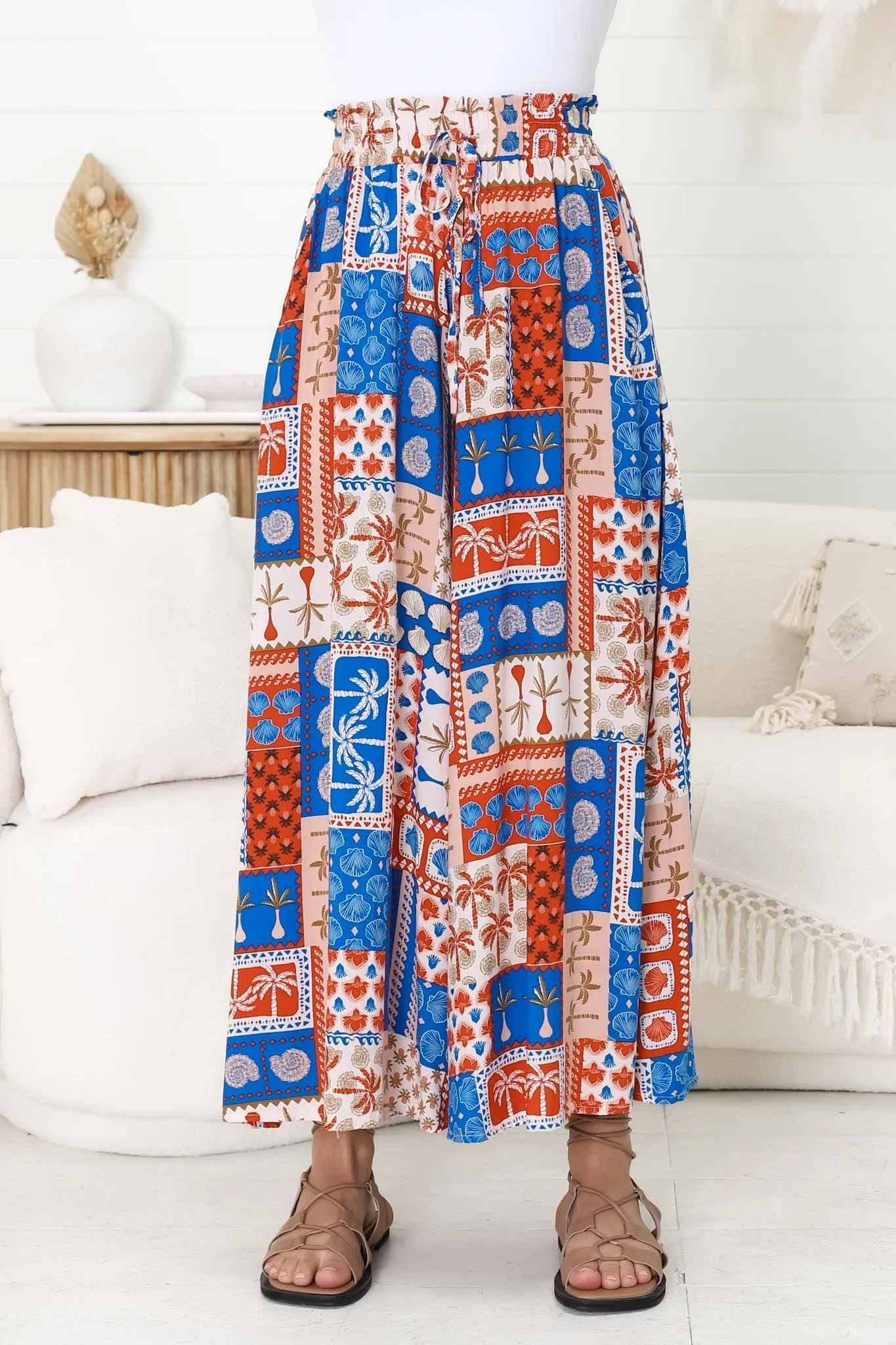 Mezza Pants - Paper Bag High Waisted Wide Leg Pant In Odara Print sold by Salty Crush product image thumbnail 2