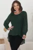Kayt Blouse - Plisse Long Sleeve Top with High-Low Hemline in Green sold by Salty Crush