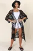 Haylo Kimono - Floral Lace Kimono with Scallop Hemline in Black sold by Salty Crush
