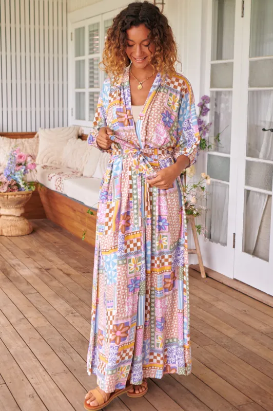 JAASE - Emerson Wrap Maxi Dress: Balloon Sleeve Kimono Wrap Dress in Sweet Illusions Print sold by Salty Crush