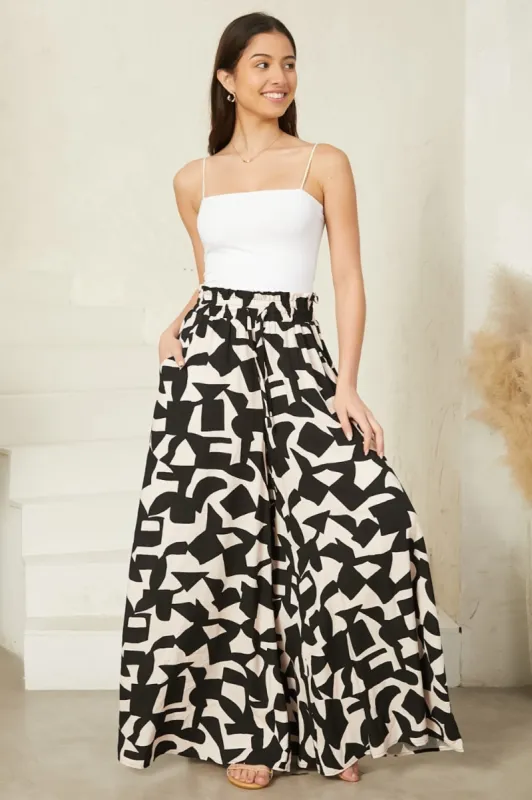 Charli Pants - Paper Bag High Waisted Wide Leg Pants in Adley Print sold by Salty Crush