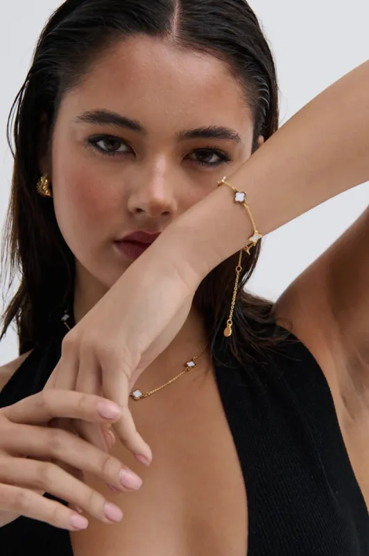White Clover Bracelet - Gold sold by Salty Crush