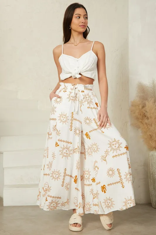 Mezza Pants - Paper Bag High Waisted Wide Leg Pant In Sol Print sold by Salty Crush