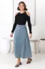 Delta Denim Midi Skirt - A Line Skirt with Contrast Stitching in Light Denim sold by Salty Crush