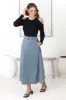 Delta Denim Midi Skirt - A Line Skirt with Contrast Stitching in Light Denim sold by Salty Crush