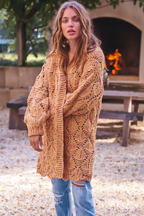 Honour Cardigan - Rainbow Speck Open Knit Cardigan in Mustard sold by Salty Crush product image thumbnail 5