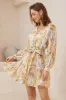 Nakita Mini Dress - Mandarin Collar Rick Rack Splicing A Line Dress in Frankie Print sold by Salty Crush