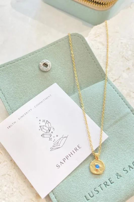 September Birthstone Necklace - Sapphire made by Salty Crush