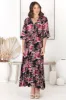 Alba Maxi Dress - Buttoned Bodie A Line Dress With Flute Sleeves In Katie Print Black sold by Salty Crush