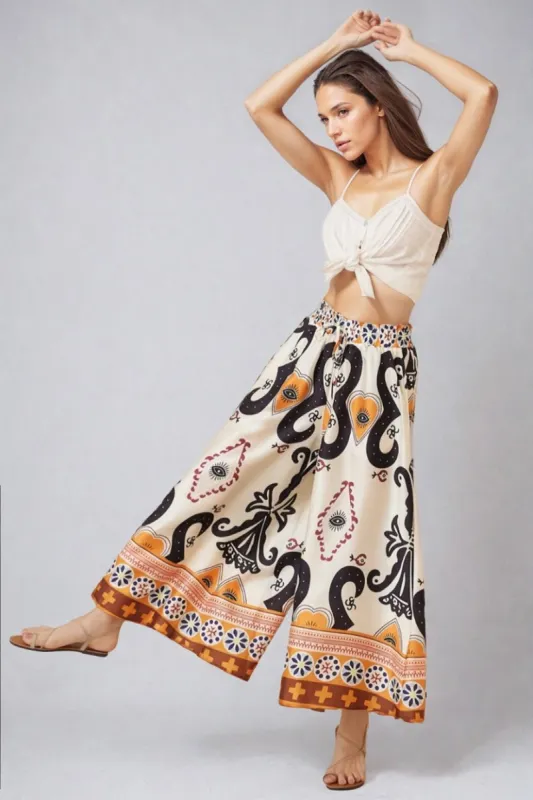 Mezza Pants - Paper Bag High Waisted Wide Leg Pant In Belrae Print sold by Salty Crush