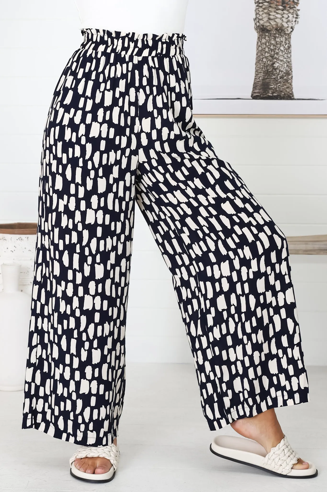 Evie Pants - High Waisted Paperbag Straight Leg Pants in Navy sold by Salty Crush product image thumbnail 4