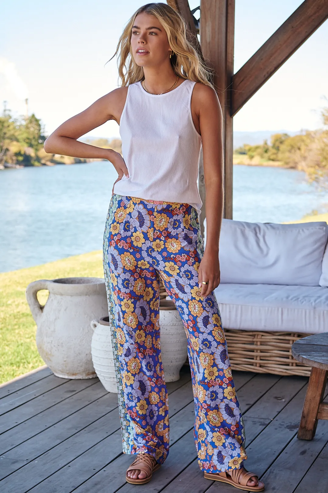 JAASE - Jax Pants: High Waisted Straight Leg Pant in Eden Print sold by Salty Crush