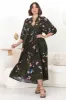 JAASE - Boheme Midi Dress: Piping Defined Bust Slimline Smock Dress In Birds Paradise Print sold by Salty Crush