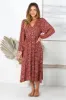 Rosina Midi Dress - A Line Button Down Tiered Dress In Floral Print sold by Salty Crush