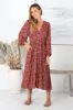 Rosina Midi Dress - A Line Button Down Tiered Dress In Floral Print sold by Salty Crush