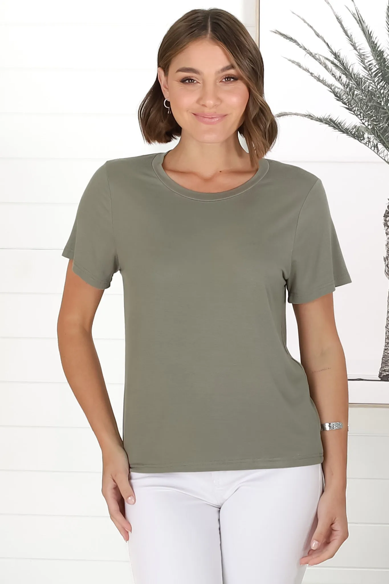 Luma T-Shirt - Relaxed Crew Neck Short Sleeve Tee in Khaki sold by Salty Crush product image thumbnail 5