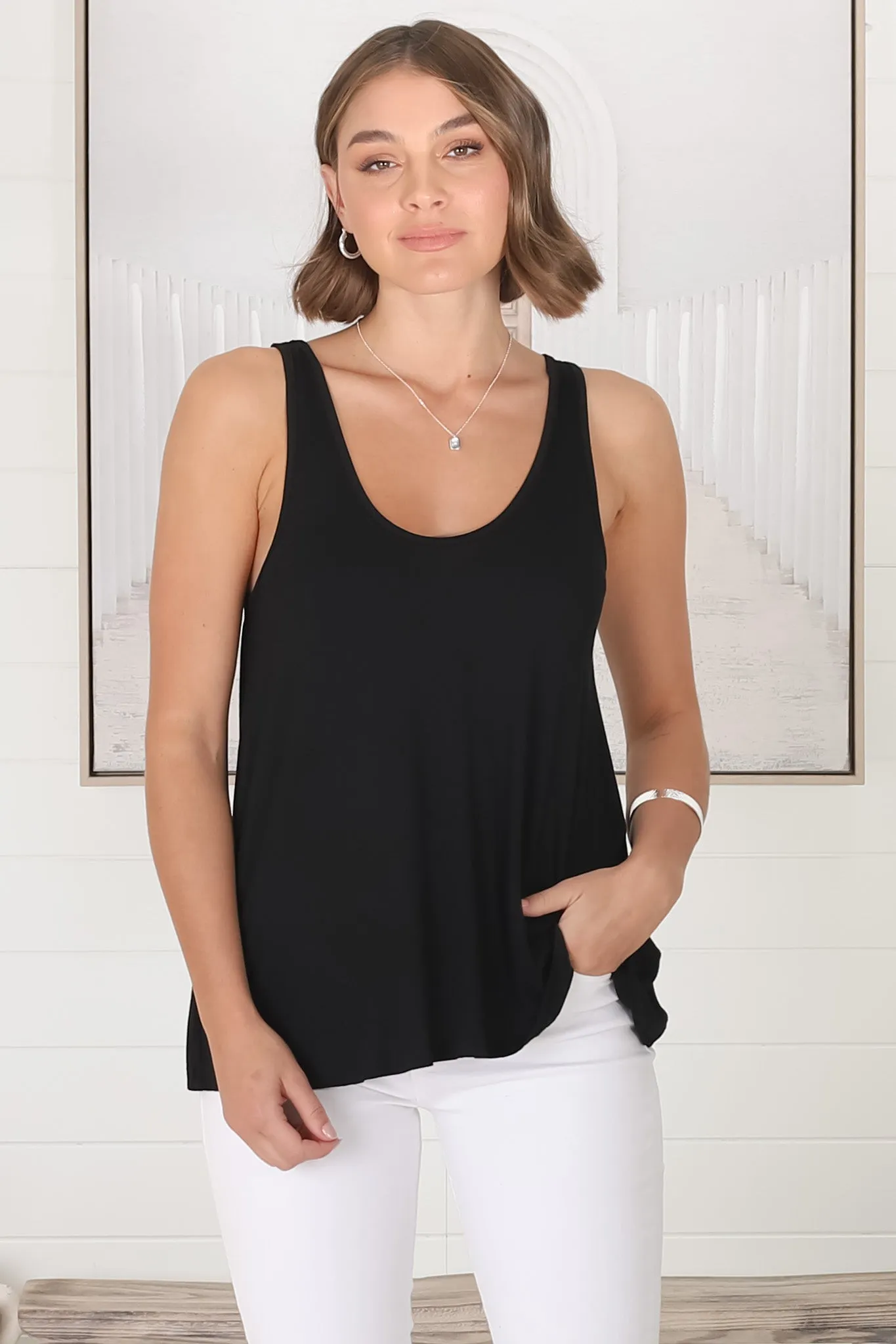 Adel Tank Top - Crew Neck Relaxed Top in Black sold by Salty Crush product image thumbnail 3