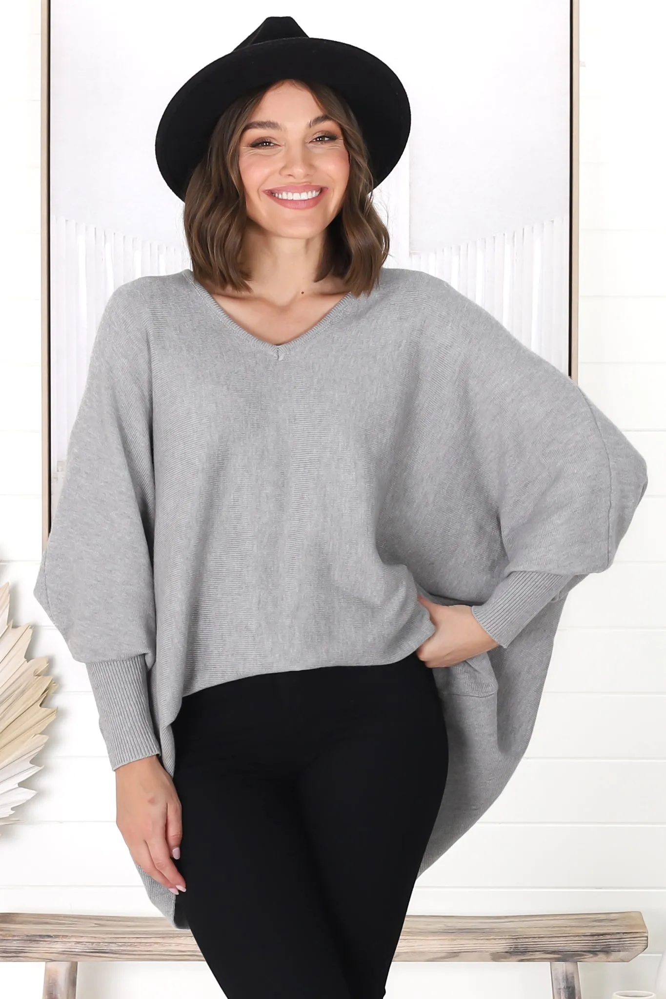 Pier Jumper - Oversized Batwing Knit Jumper in Grey sold by Salty Crush product image thumbnail 5