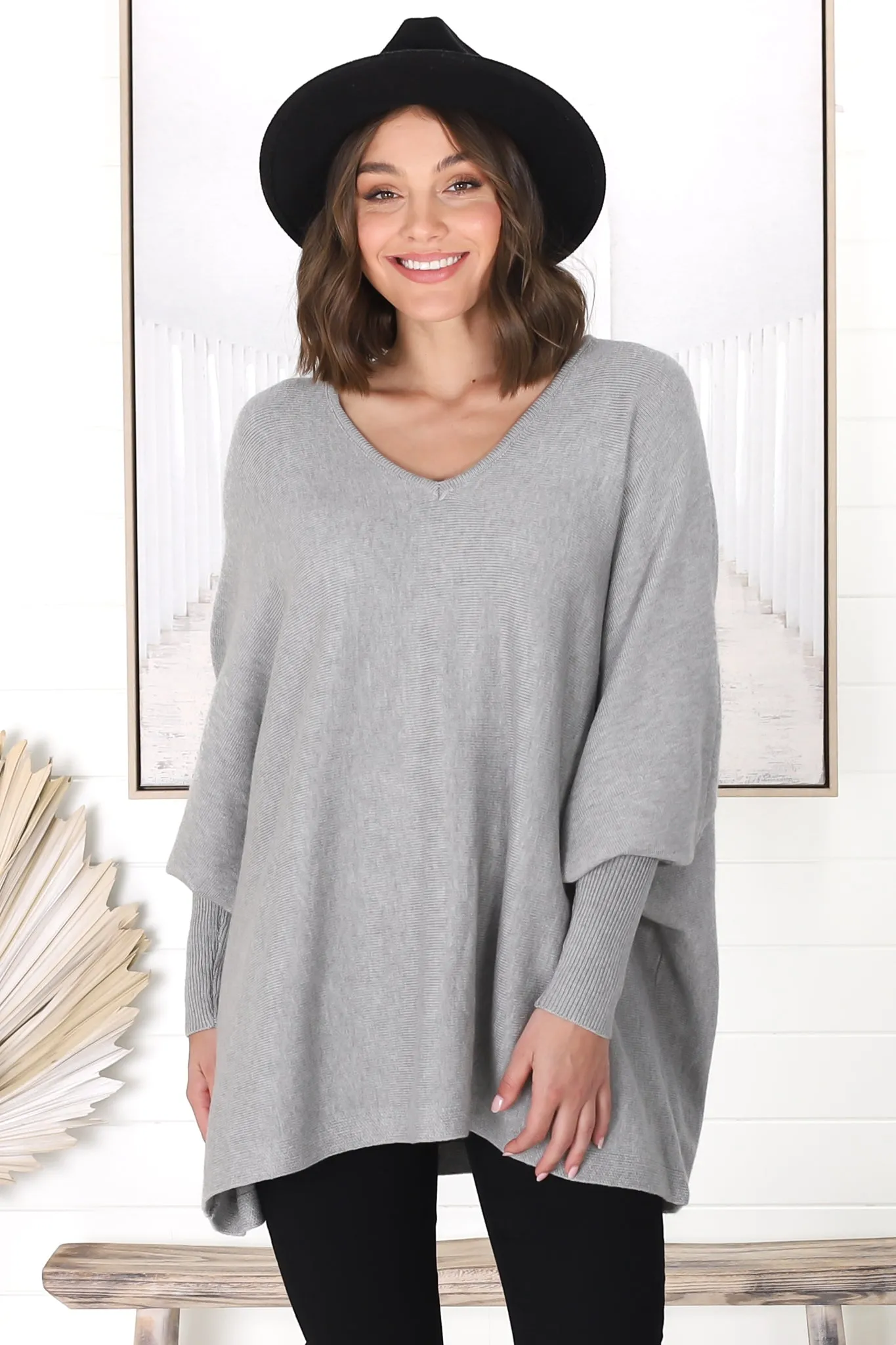 Pier Jumper - Oversized Batwing Knit Jumper in Grey sold by Salty Crush product image thumbnail 2