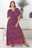 Lanta Maxi Dress - Cross Over Bodice Batwing Sleeves with Tie Detail Dress in Graphic Floral Print sold by Salty Crush