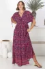 Lanta Maxi Dress - Cross Over Bodice Batwing Sleeves with Tie Detail Dress in Graphic Floral Print sold by Salty Crush