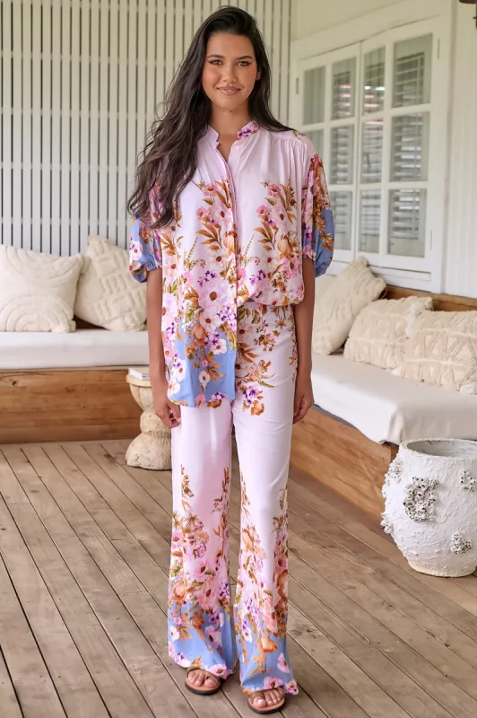 JAASE - Jax Pants: High Waisted Straight Leg Pant in French Rose Print sold by Salty Crush