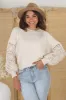 Roland Jumper -  Crew Neck Open Knit Sleeve Jumper in Beige sold by Salty Crush