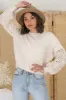 Roland Jumper -  Crew Neck Open Knit Sleeve Jumper in Beige sold by Salty Crush