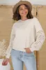 Roland Jumper -  Crew Neck Open Knit Sleeve Jumper in Beige sold by Salty Crush