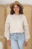 Roland Jumper -  Crew Neck Open Knit Sleeve Jumper in Beige sold by Salty Crush