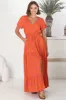 Havanah Maxi Dress - Button Through A Line Dress With Waist Tie In Orange sold by Salty Crush