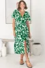 Anais Midi Dress - Cap Flutter Sleeve Button Down A Line Dress in Jaxie Print Green sold by Salty Crush