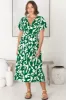 Anais Midi Dress - Cap Flutter Sleeve Button Down A Line Dress in Jaxie Print Green sold by Salty Crush